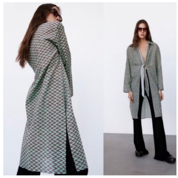 Zara Lissie Shirt Printed‎ Tunic Long Sleeve Blouse Boho Bloggers Favorite Small - Picture 1 of 9